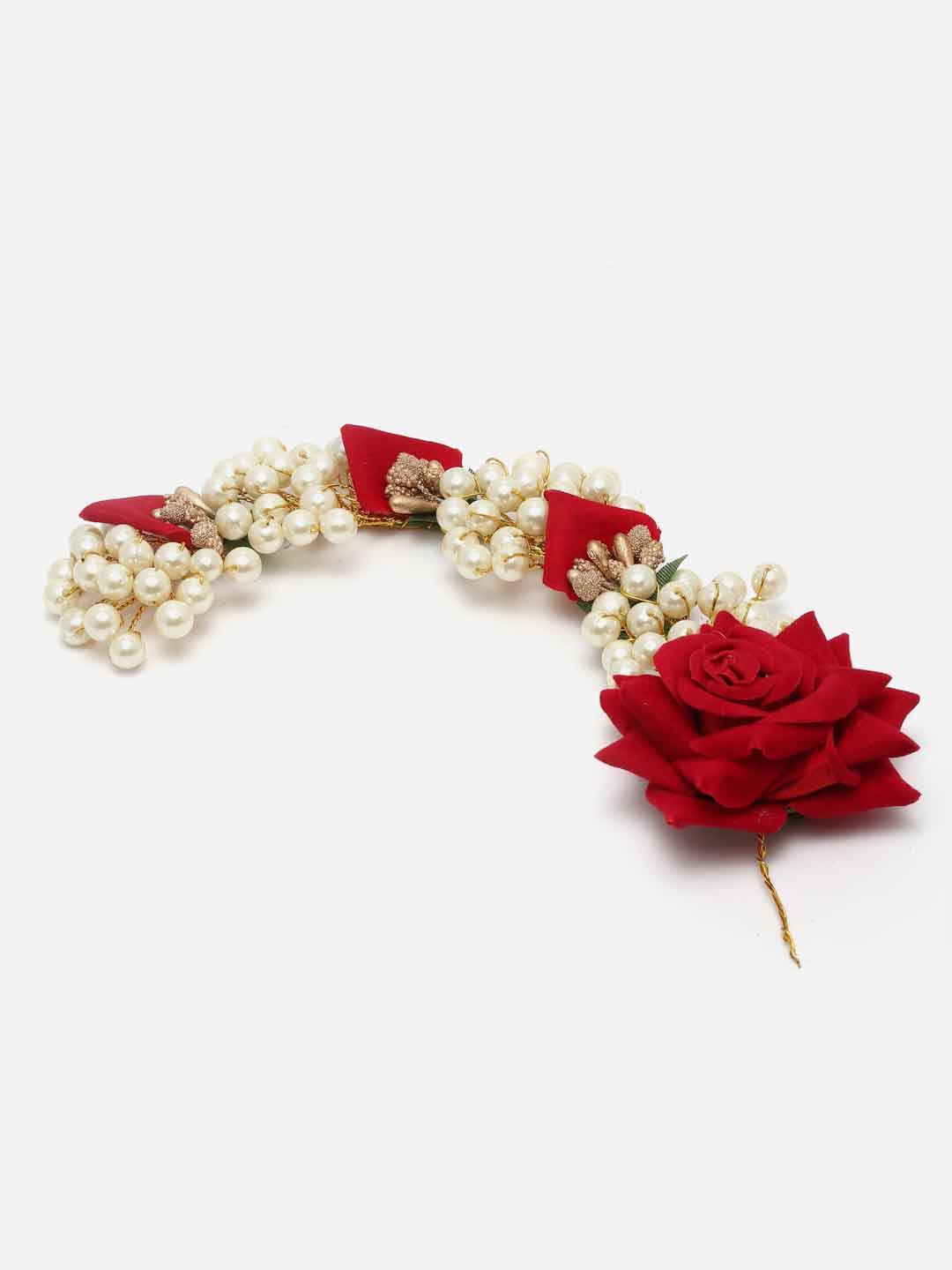 Women Gold-Toned & Red Embellished Hair Accessory