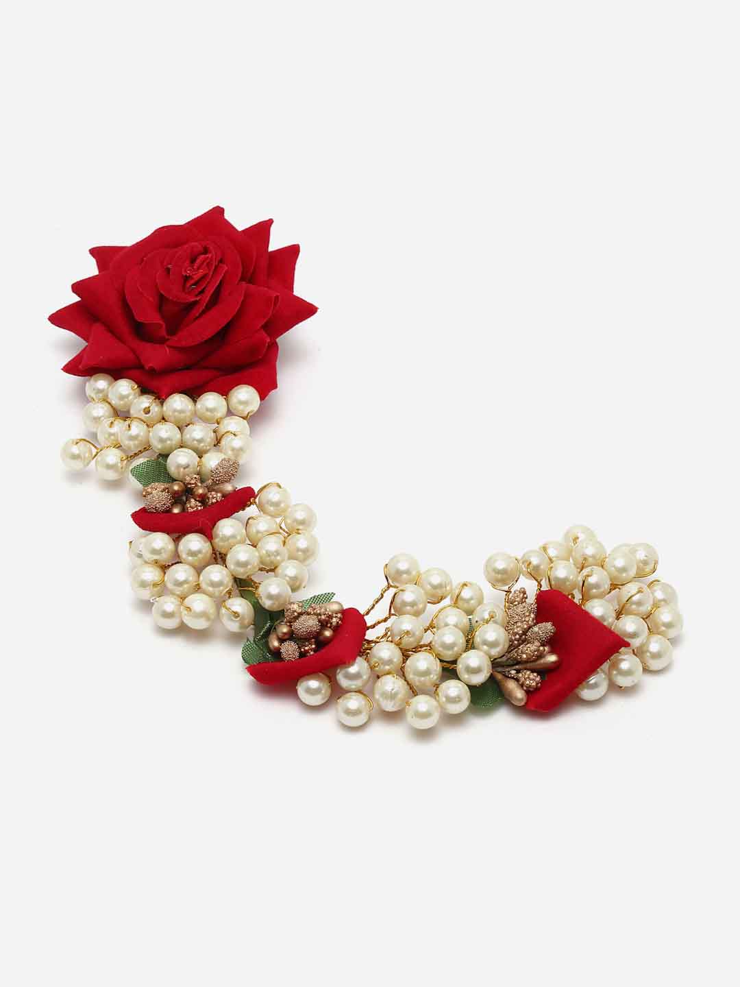 Women Gold-Toned & Red Embellished Hair Accessory