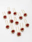 Women Set Of 12 Gold-Plated Embellished Stone-Studded Floral U Pins