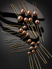 Women Set Of 18 Gold-Plated Embellished U Pins