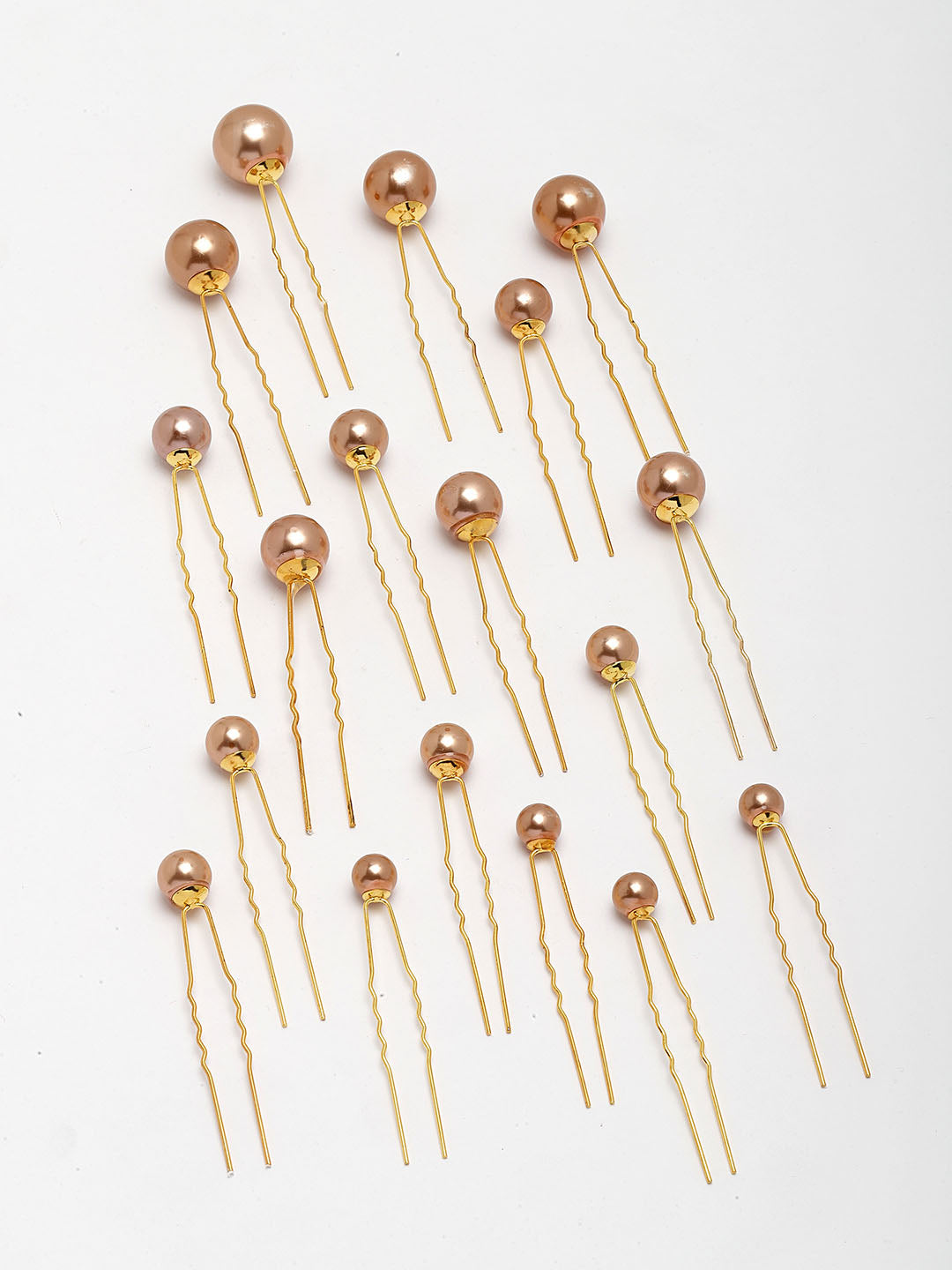 Women Set Of 18 Gold-Plated Embellished U Pins