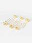 Set of 6 Gold-Toned Stone-Studded Floral Hair Pins