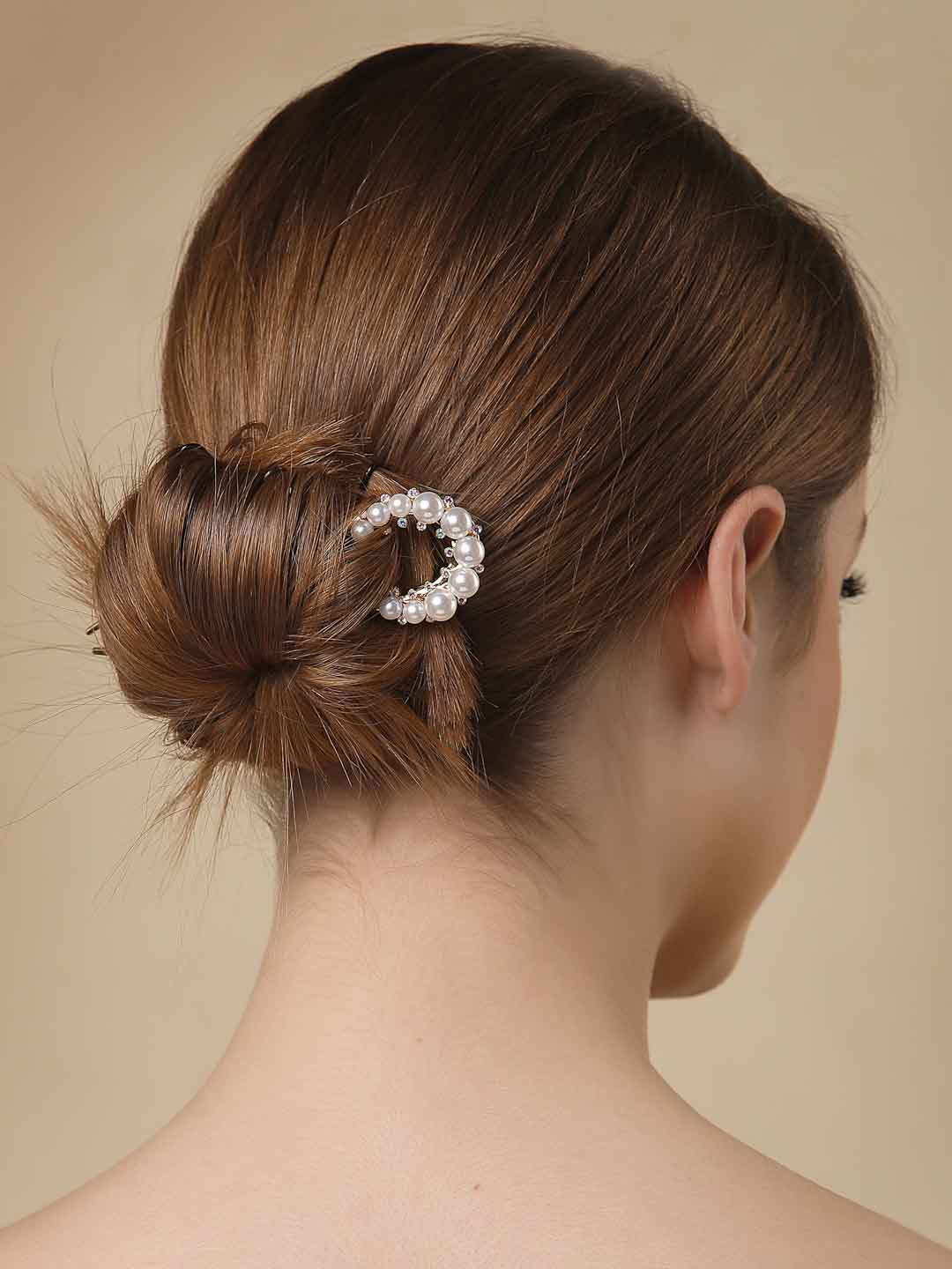 Women Gold-Toned & White Embellished Hairstick