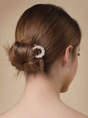 Women Gold-Toned & White Embellished Hairstick