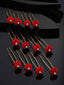 Women Gold-Toned & Red Rose Embellished U Pins