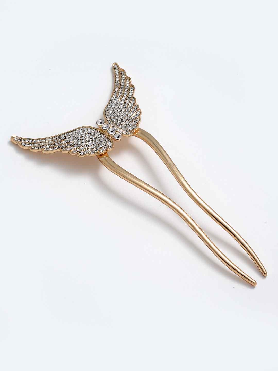 Women Gold-Toned & White Embellished Hairstick