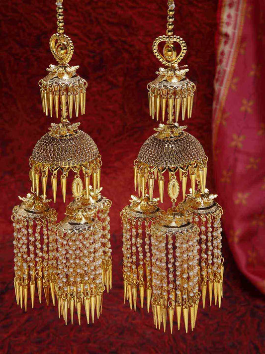 Set Of 2 Gold- Plated Beaded Bridal Layered Kaleera