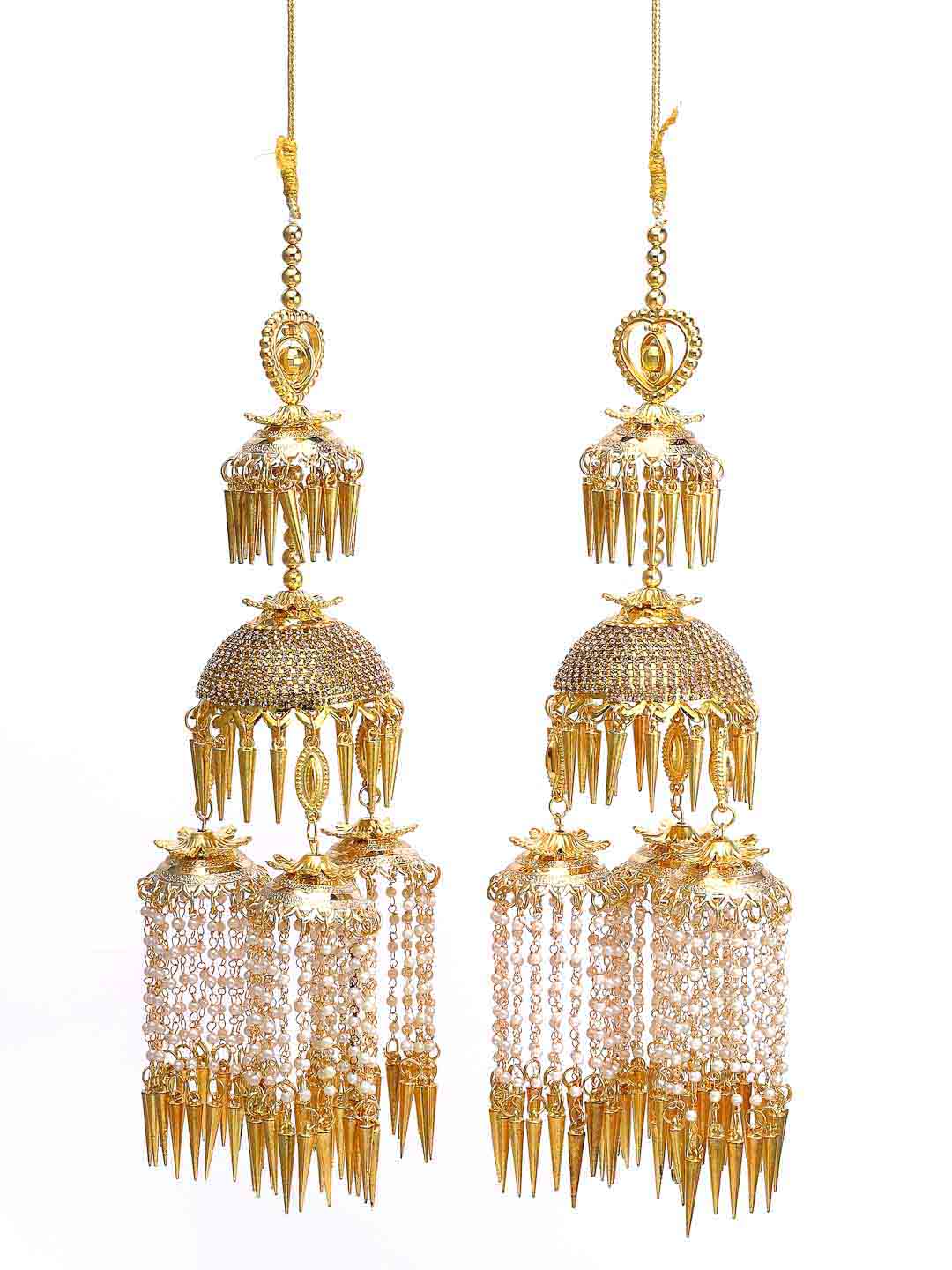 Set Of 2 Gold- Plated Beaded Bridal Layered Kaleera