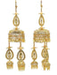 Pack Of 2 Women Gold Plated & White Beaded Bridal Layered Kaleeras