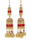 Pak Of 2 Gold-Plated & White Stone Studded & Red Beaded Bridal Layered Kaleeras