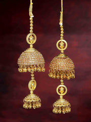 Set of 2 Gold-Plated White Beaded Bridal Kaleeras