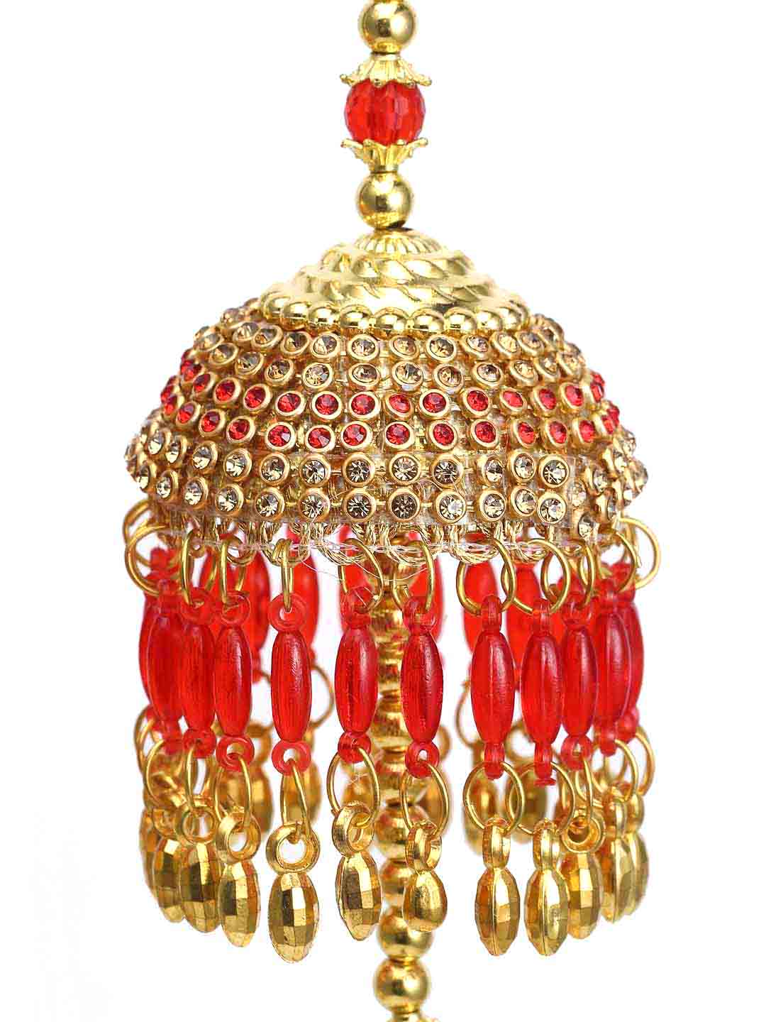 Women Set Of 2 Gold Plated & Red Beads Bridal Kaleeras