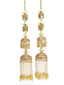 Set Of 2 Gold Plated & Red CZ-Studded & Pearls Beaded Bridal Layered Kaleeras