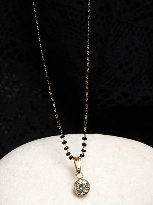 Black Gold-Plated AD Stone Beaded Mangalsutra