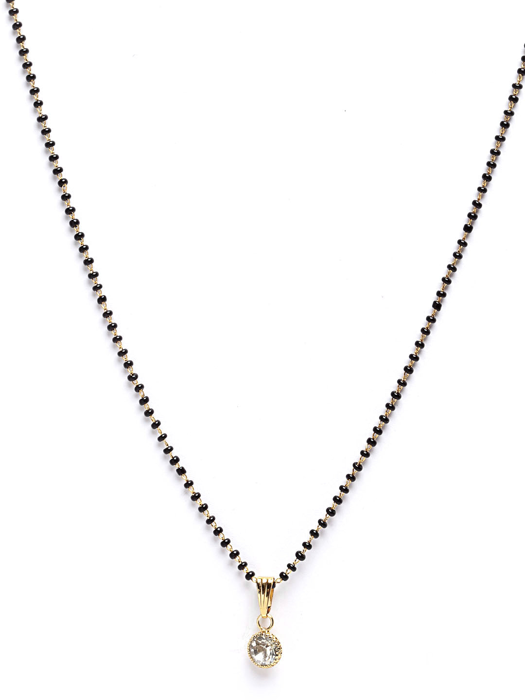 Black Gold-Plated AD Stone Beaded Mangalsutra