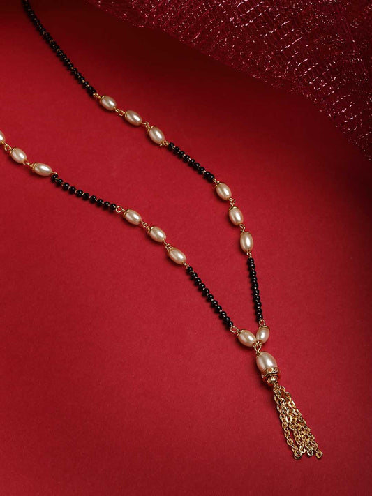 Gold-Plated Black Pearl Beaded Mangalsutra