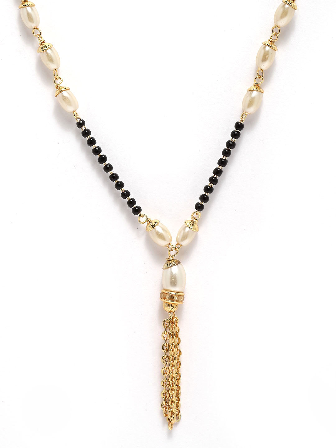 Gold-Plated Black Pearl Beaded Mangalsutra