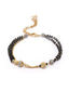 Gold-Plated Black Beaded White AD Stone Studded & Beaded Hand Mangalsutra