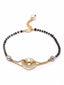 Gold-Plated Black Beaded White CZ Stone Studded & Beaded Hand Mangalsutra