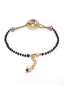 Gold-Plated Black Beaded White CZ Stone Studded & Beaded Hand Mangalsutra