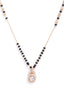 Gold-Plated White AD-Studded & Black Beaded Mangalsutra