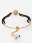 Gold-Plated Black Artificial Stones & Beads Studded Hand Mangalsutra