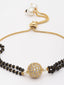 Gold-Plated Black Artificial Stones & Beads Studded Hand Mangalsutra