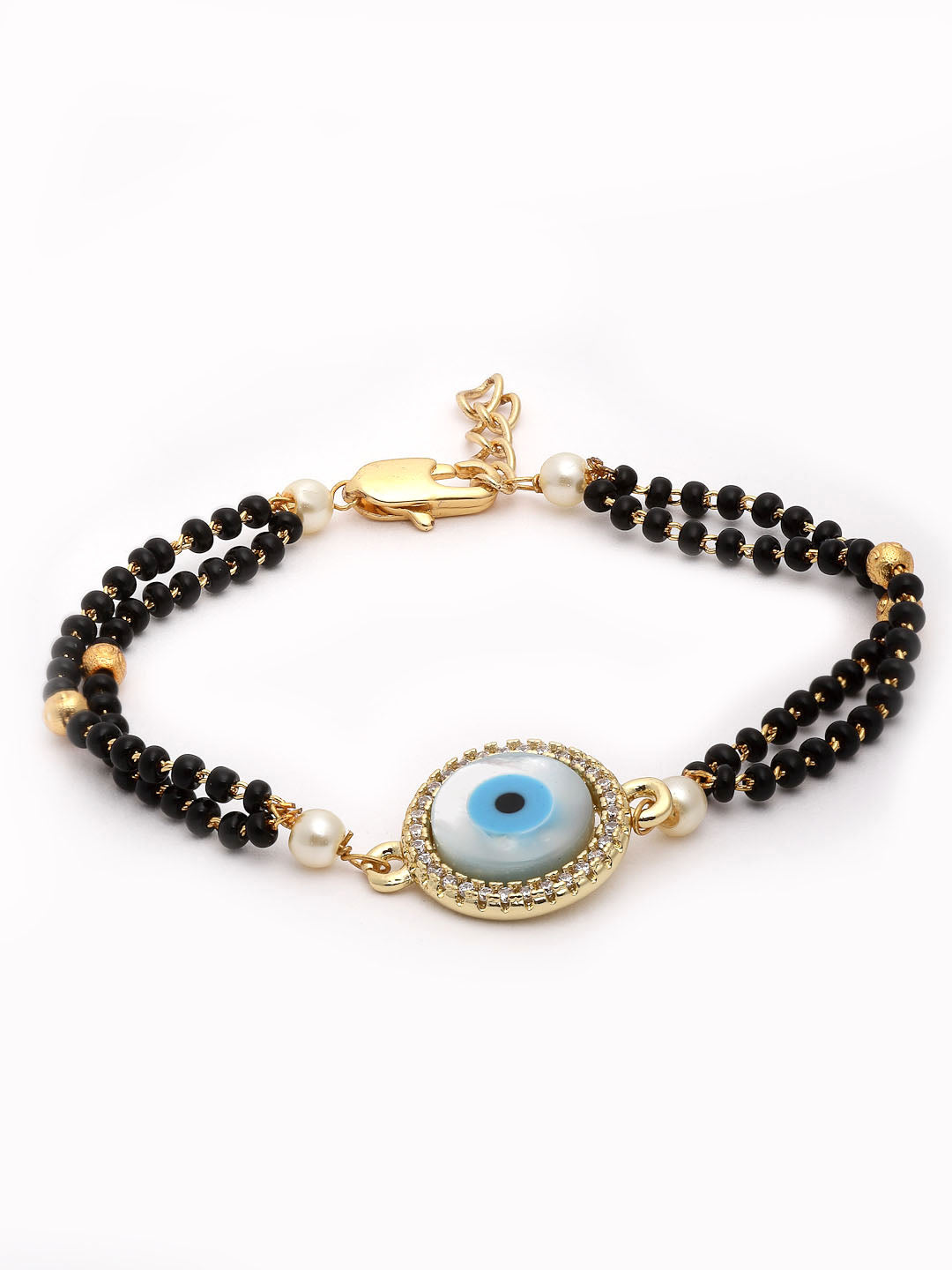 Women Gold-Toned & Black Brass Gold-Plated Charm Bracelet