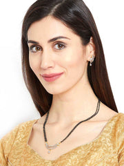 Gold-Plated & White CZ Stone-Studded Mangalsutra Set