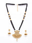 Gold-Plated Black Beads Stone-Studded Handcrafted Mangalsutra Set