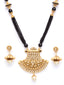 Gold-Plated Black Beads Stone-Studded Handcrafted Mangalsutra Set