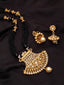 Gold-Plated Black Beads Stone-Studded Handcrafted Mangalsutra Set