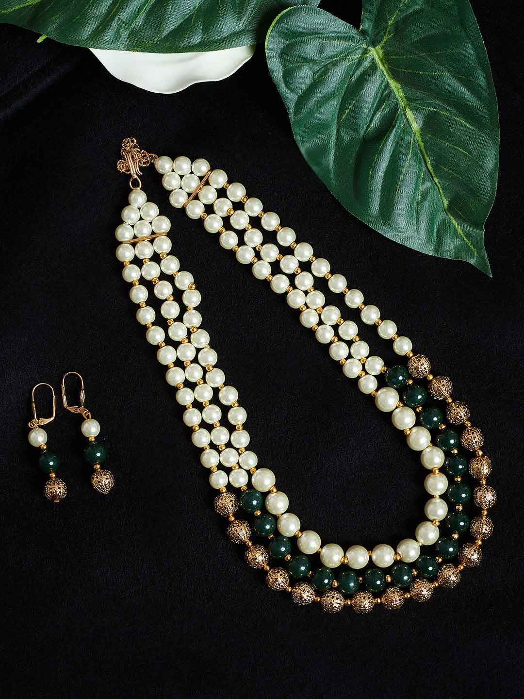 Gold-Plated Handcrafted Pearl Jewellery Set