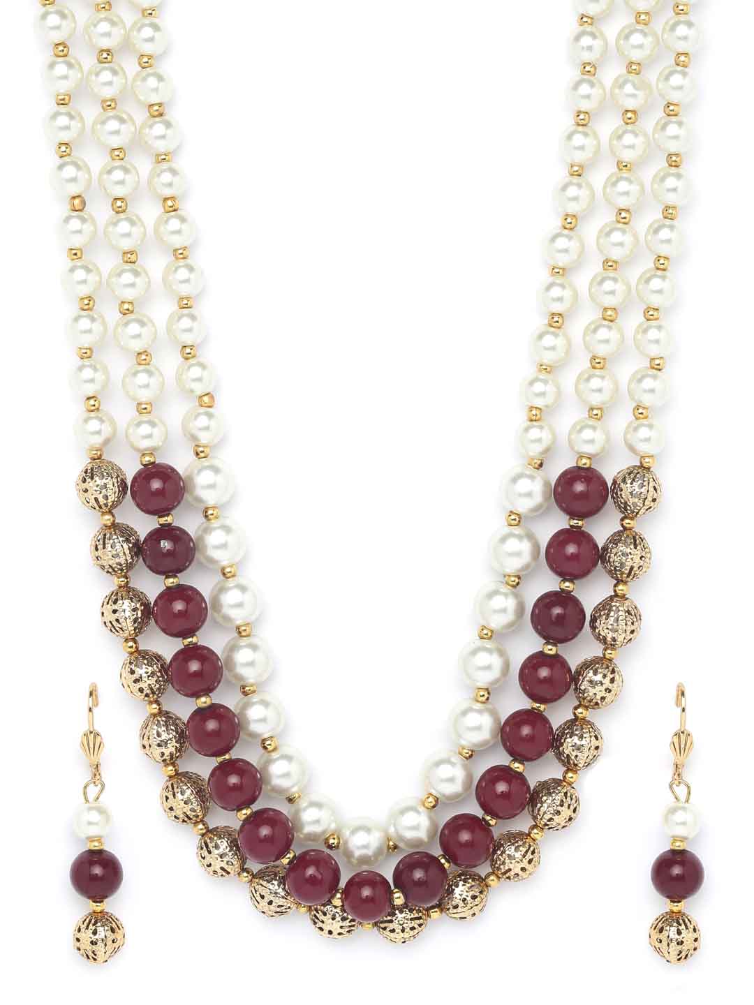 Gold-Plated Pearl Handcrafted Pearl Jewellery Set