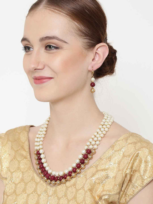 Gold-Plated Pearl Handcrafted Pearl Jewellery Set