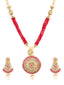 Gold-Plated & Red Kundan Studded Beaded Handcrafted Jewellery Set