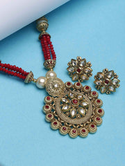 Gold-Plated Kundan Studded Handcrafted Jewellery Set