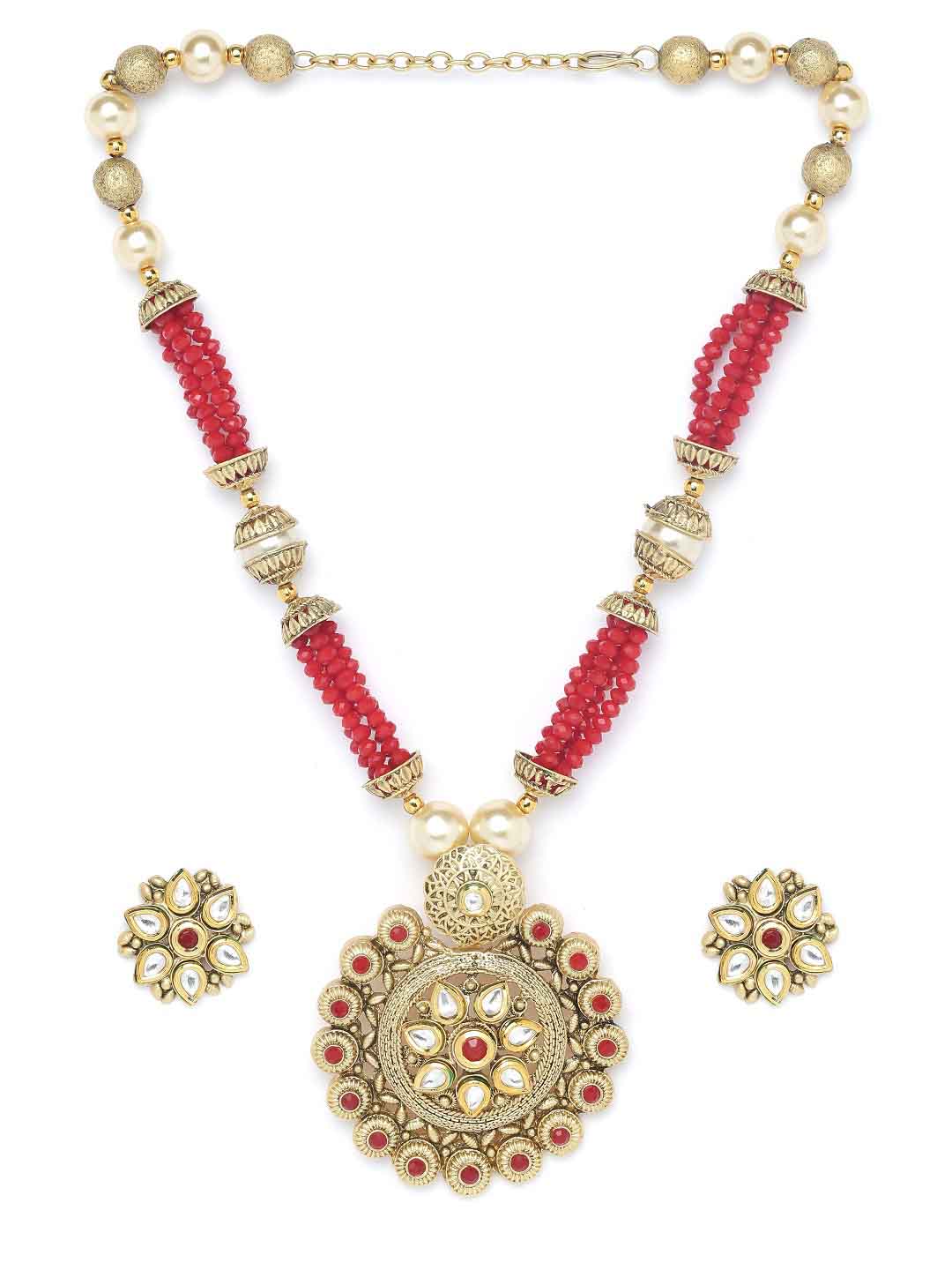 Gold-Plated Kundan Studded Handcrafted Jewellery Set