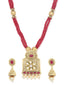 Red Gold-Plated Kundan Studded Handcrafted Jewellery Set