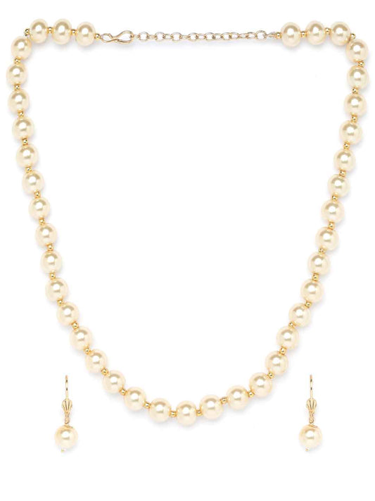 Gold-Toned Pearl Studded Handcrafted Jewellery Set