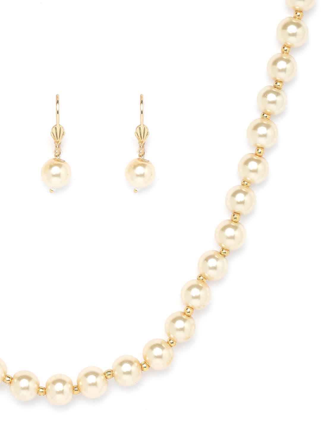 Gold-Toned Pearl Studded Handcrafted Jewellery Set