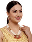 Gold-Plated White & Red Handcrafted Kundan-Studded & Beaded Jewellery Set