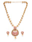 Women Gold-Plated, Pink Pearls Beaded Enameled Handcrafted Jewellery Set