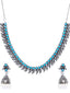 Women Oxidized Silver-Plated & Blue Stone-Studded Handcrafted Jewellery Set