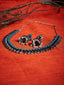 Women Oxidized Silver-Plated & Blue Stone-Studded Handcrafted Jewellery Set