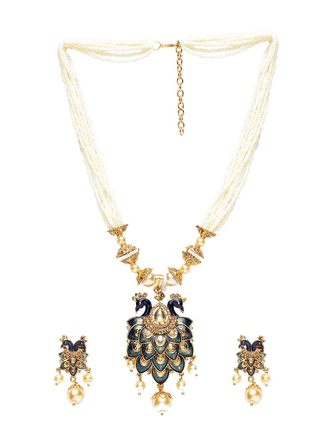 Women Gold-Plated & Blue Handcrafted Jewellery Set