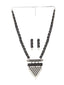 Oxidized Silver-Plated & Black Artificial Stone-Studded Handcrafted Jewellery Set