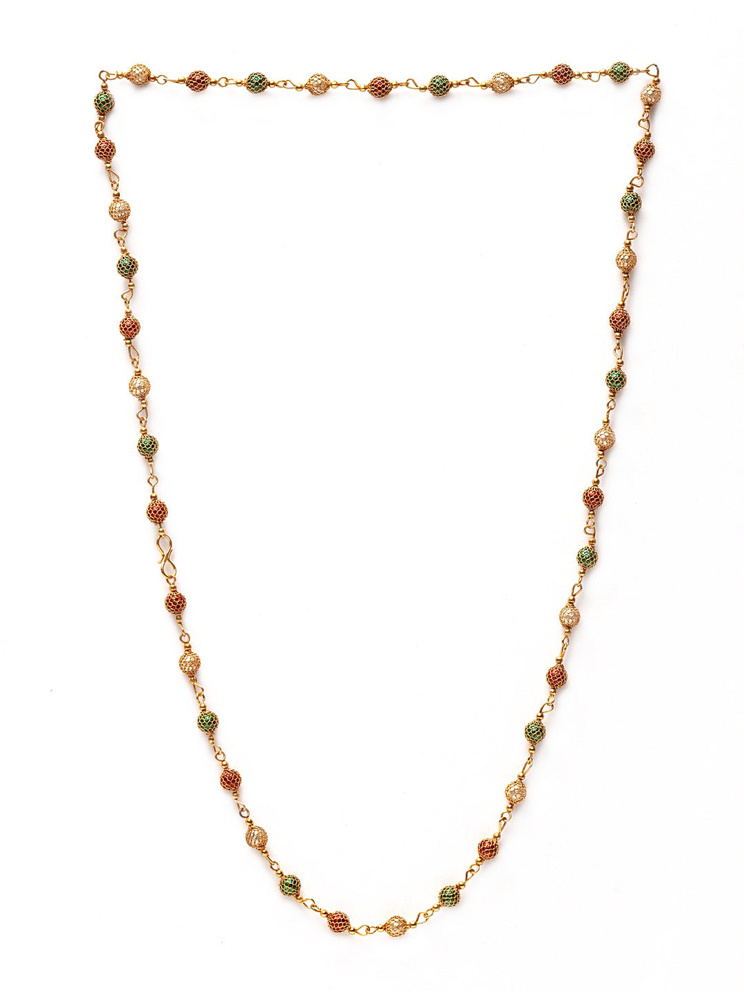 Pearl Beaded Gold-Plated Handcrafted Single Chain Necklace