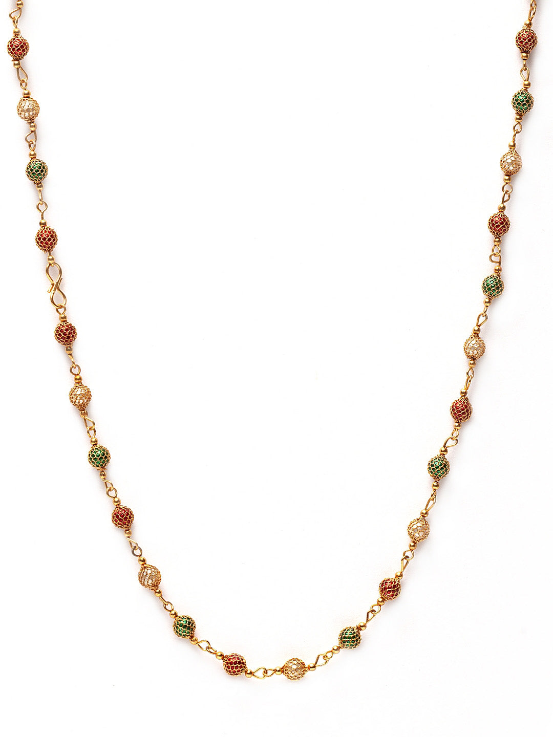 Pearl Beaded Gold-Plated Handcrafted Single Chain Necklace