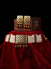 Gold-Plated Red Pearl Beaded Handcrafted Sustainable Jewellery Set